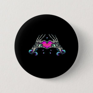 In Death - Skeleton Heart Hands 6 Cm Round Badge