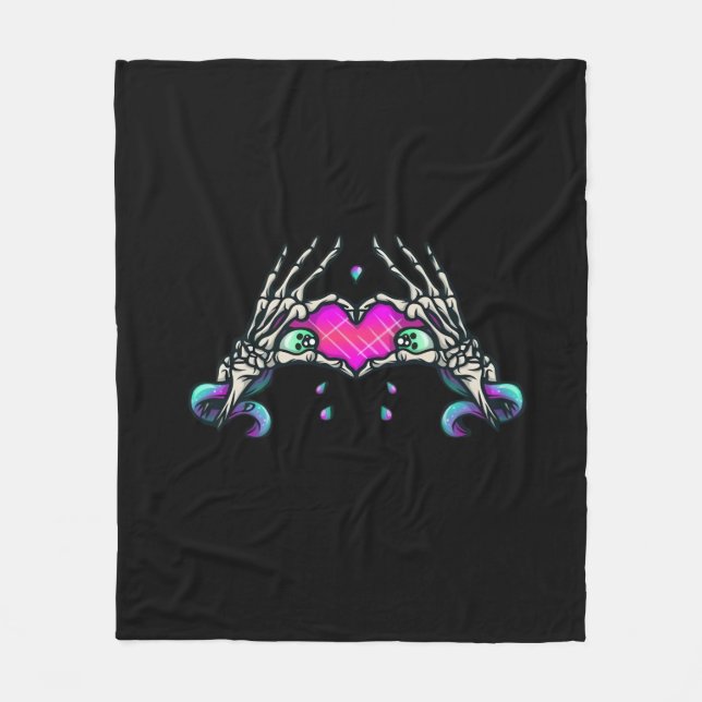 In Death - Skeleton Heart Hands Fleece Blanket (Front)