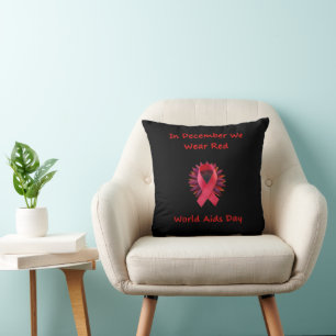 In December We Wear Red Unite for World AIDS Day Cushion