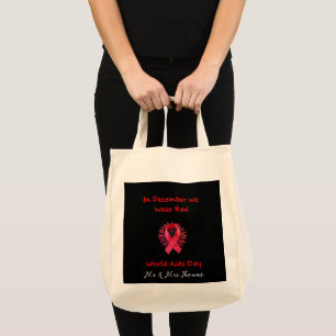 In December We Wear Red Unite for World AIDS Day Tote Bag