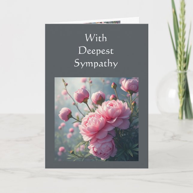 In Deepest Sympathy Beautiful Peony Garden Flowers Card (Front)