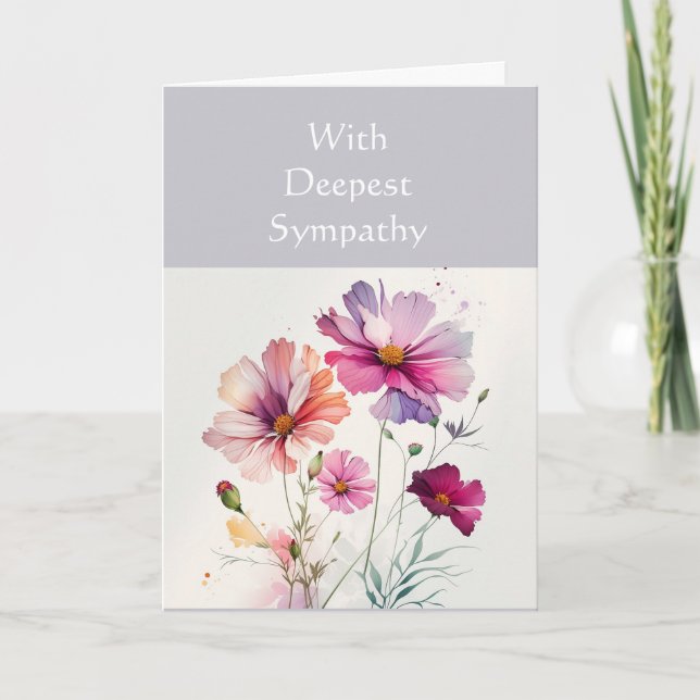 In Deepest Sympathy Garden Flower Cosmos  Card (Front)