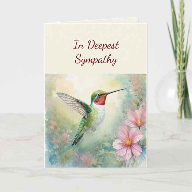 In Deepest Sympathy Hummingbird Love & Prayers  Card (Front)