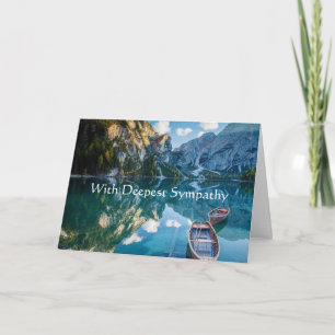 In Deepest Sympathy Landscape Mountain Lake Boat Card