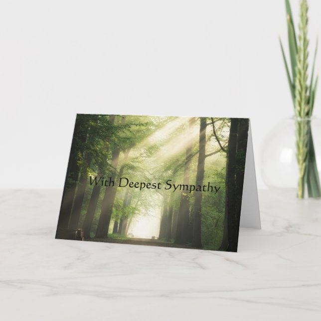 In Deepest Sympathy Light Breaking Forest Trees Card (Front)