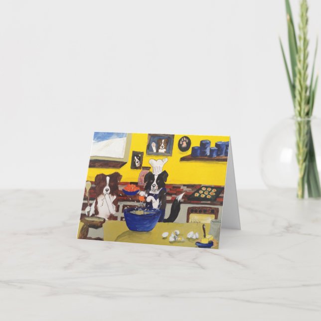 in der Weihnachtsbäckerei bei Familie Border Colli Card (Front)