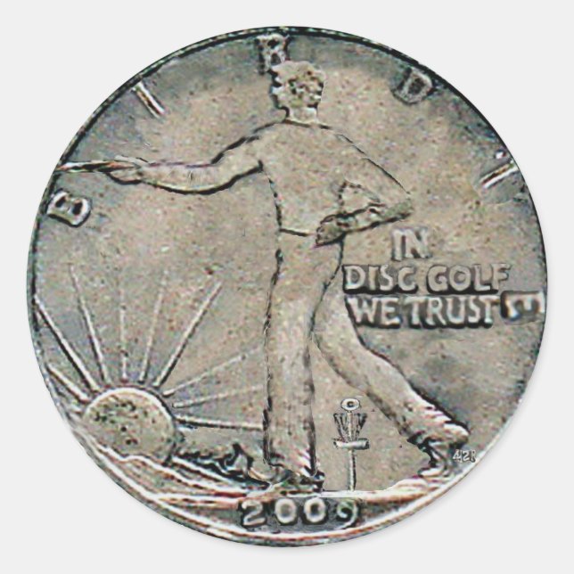 In Disc golf We Trust Classic Round Sticker (Front)