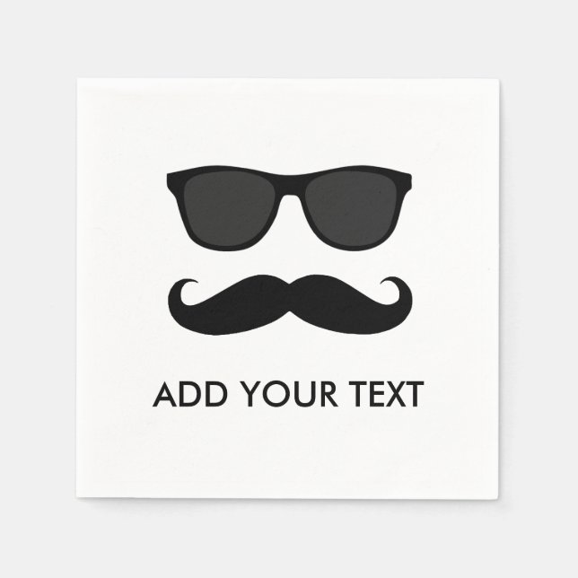IN DISGUISE BLACK MUSTACHE SUNGLASSES PARTY NAPKIN (Front)