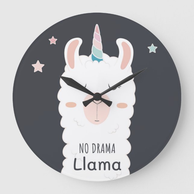 In Drama Llama Large Clock (Front)