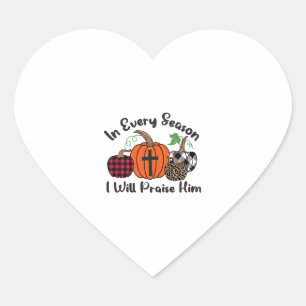 In Every Season I Will Praise Him Leopard Plaid Heart Sticker
