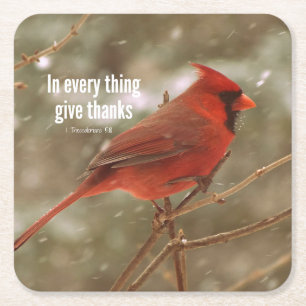 In everything, Give Thanks Bible Verse Square Paper Coaster