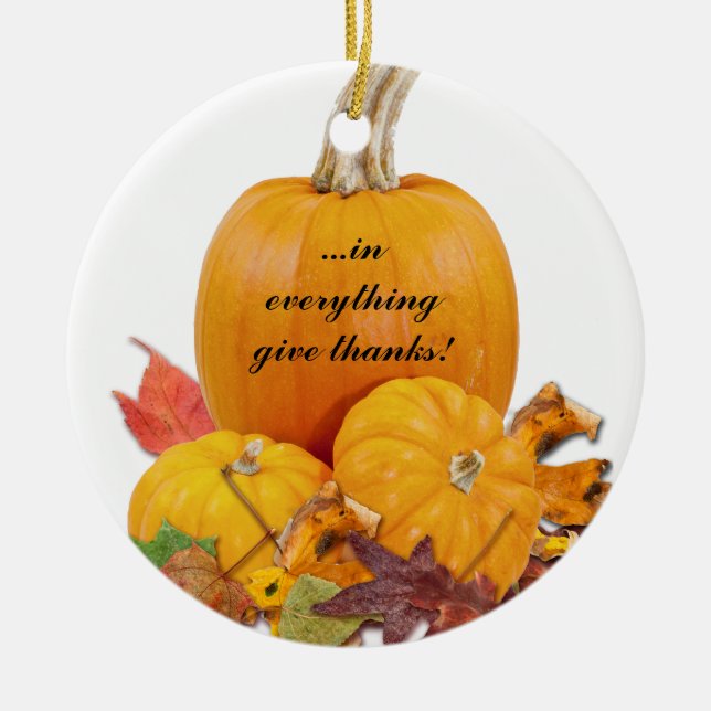 In Everything Give Thanks! Ceramic Tree Decoration (Front)
