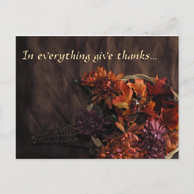 "In Everything Give Thanks" Cornucopia Postcard (Front)
