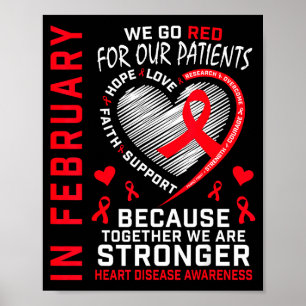 In February Go Red Nurse Rn Heart Disease Awarenes Poster