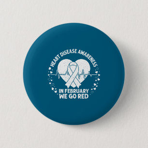 In february go red ribbon heart disease awareness 6 cm round badge