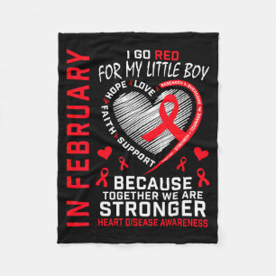 In February I Go Red Little Boy Son Heart Disease Fleece Blanket