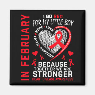 In February I Go Red Little Boy Son Heart Disease Magnet