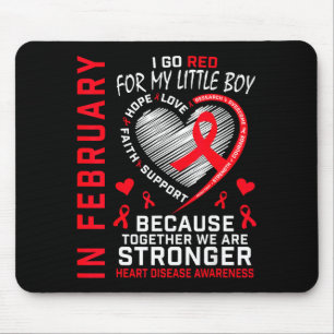 In February I Go Red Little Boy Son Heart Disease Mouse Mat