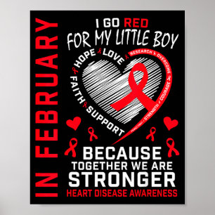 In February I Go Red Little Boy Son Heart Disease Poster