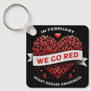In February We Go Red American For Heart Disease Key Ring