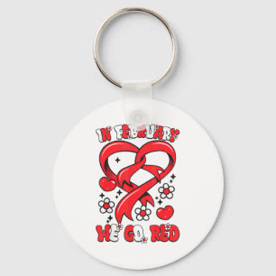 In February We Go Red American Heart Disease Aware Key Ring