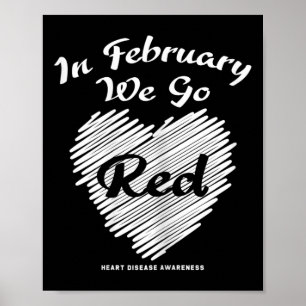 In February We Go Red American Women Heart Disease Poster