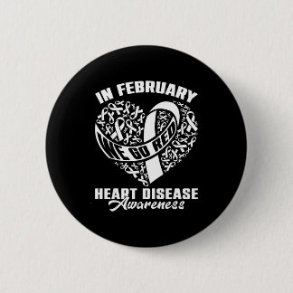 In February We Go Red Disease Awareness Red Ribbon 6 Cm Round Badge