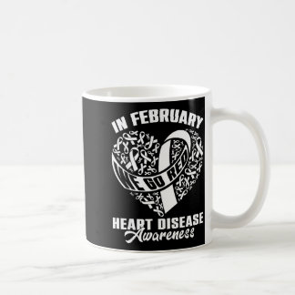 In February We Go Red Disease Awareness Red Ribbon Coffee Mug