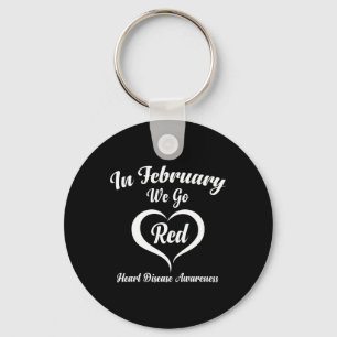 In February We Go Red Heart Disease Awareness Key Ring