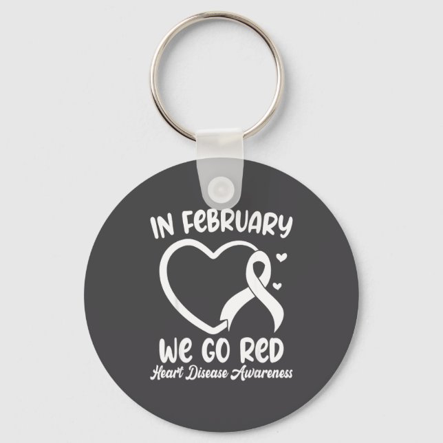 In February We Go Red Heart Disease Awareness Mont Key Ring (Front)