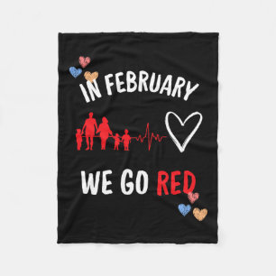 In February We Go Red Hearth Health Month Fleece Blanket