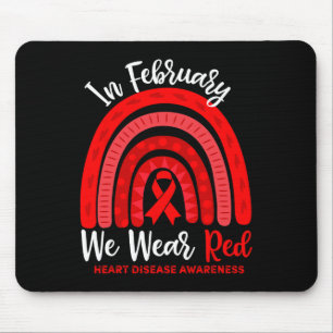 In February We Go Red Ribbon Heart Disease Awarene Mouse Mat