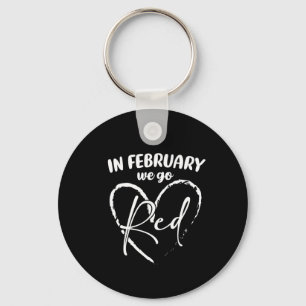 In February We Go Red Women Heart Disease Awarenes Key Ring