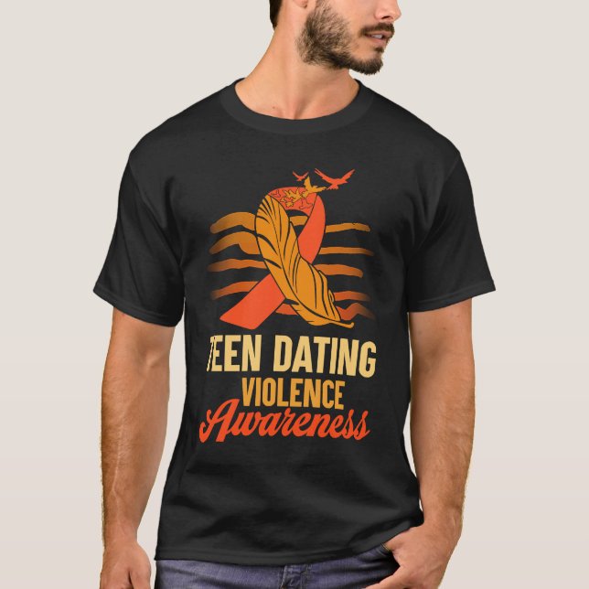 In February We Wear Orange Teen Dating Violence Aw T-Shirt (Front)
