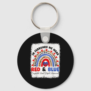 In February We Wear Red & Blue Chd Awareness B Key Ring