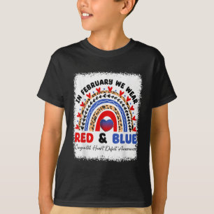 In February We Wear Red &amp; Blue Chd Awareness B T-Shirt