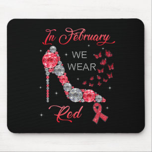 In February We Wear Red Butterflies Heart Disease Mouse Mat