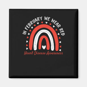 In February We Wear Red Fighter Heart Disease Awar Magnet