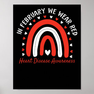 In February We Wear Red Fighter Heart Disease Awar Poster