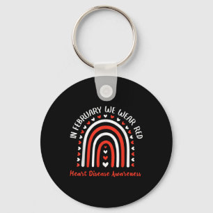 In February We Wear Red Heart Disease Awareness Key Ring
