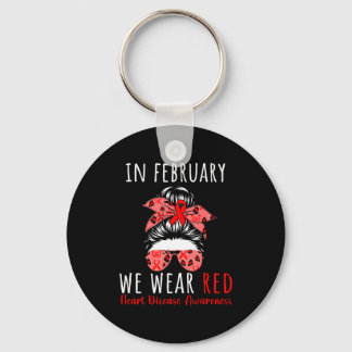 In February We Wear Red Heart Disease Awareness Me Key Ring