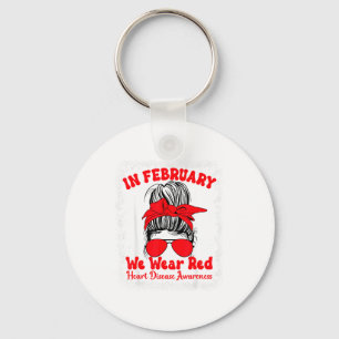In February We Wear Red Heart Disease Awareness Me Key Ring
