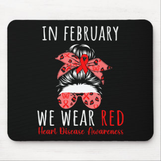 In February We Wear Red Heart Disease Awareness Me Mouse Mat
