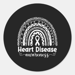 In February We Wear Red Heart Disease Awareness Ra Classic Round Sticker