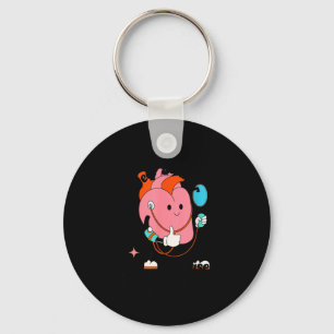 In February We Wear Red Heart Disease Support Retr Key Ring