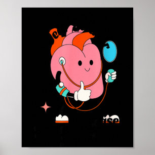 In February We Wear Red Heart Disease Support Retr Poster