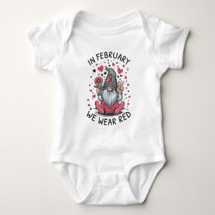 In February We Wear Red Heart Health Awareness Baby Bodysuit