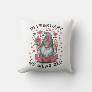 In February We Wear Red Heart Health Awareness Cushion