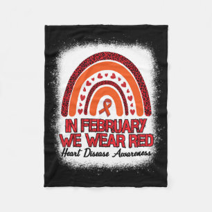 In February We Wear Red Leopard Rainbow Bleached R Fleece Blanket