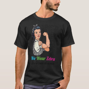 In February We Wear Zebra Messy Bun Rare Disease T-Shirt